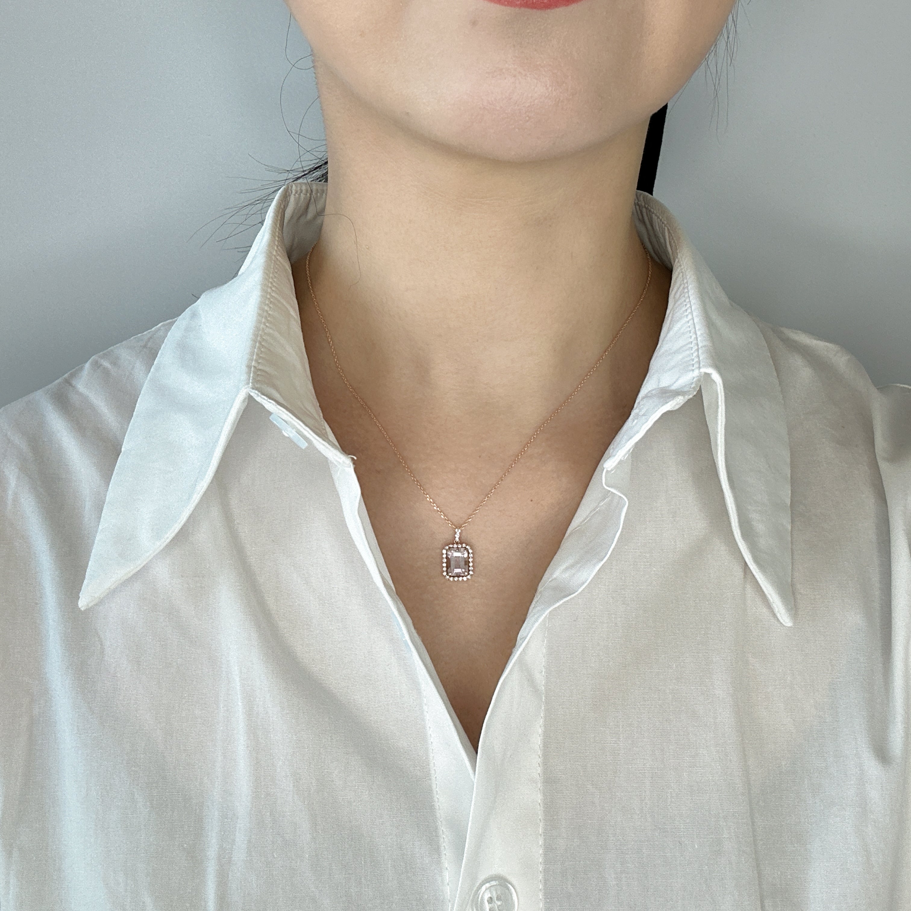 502［一点物］ネックレス モルガナイト 1.4ct SQ K18PG