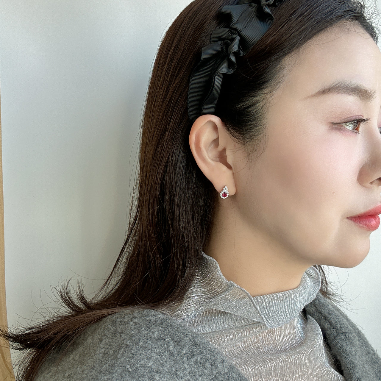 ［即納/一点物］ピアス ルビー 0.3ct前後×2 OV PT