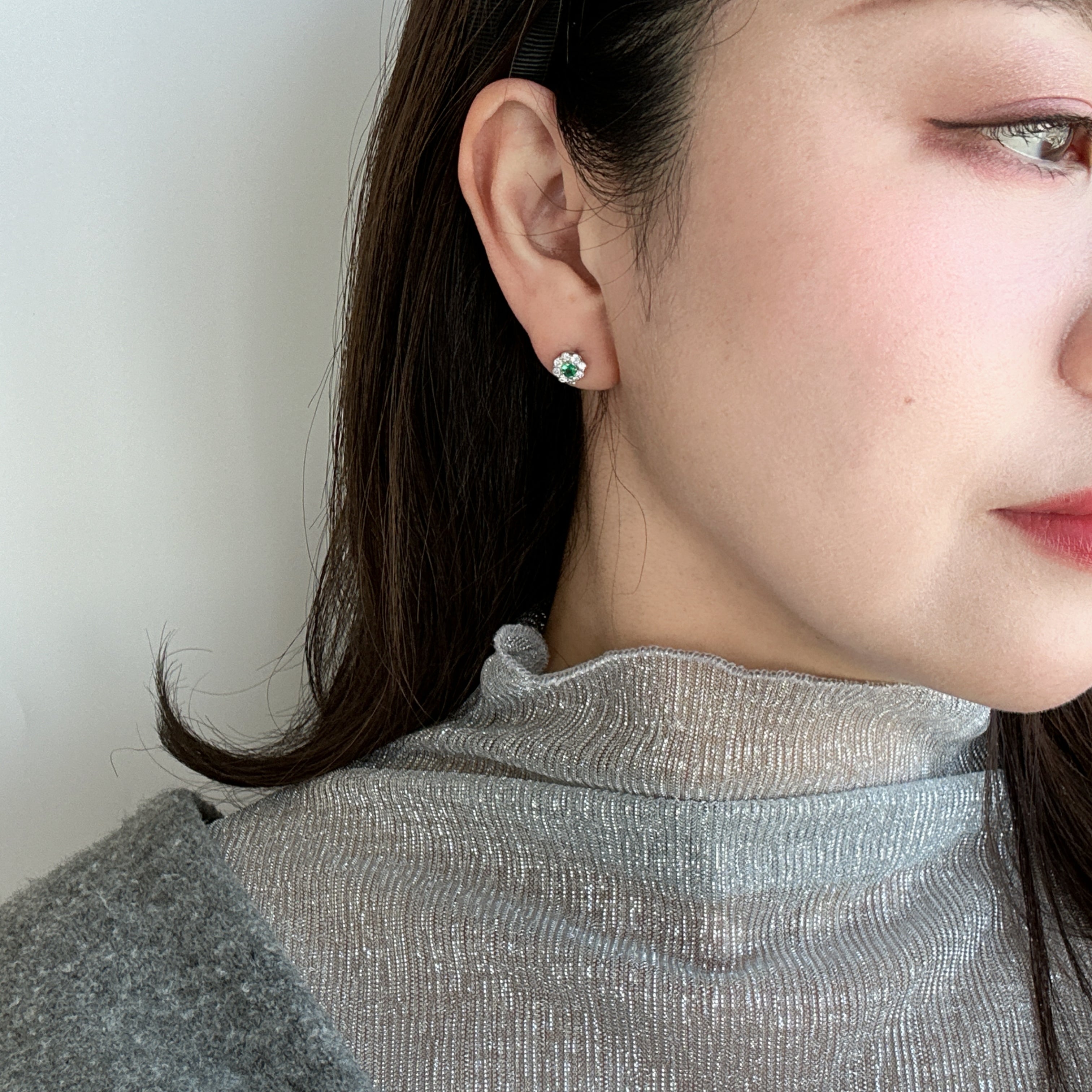 ［即納/一点物］ピアス エメラルド 0.09ct前後×2 RO PT