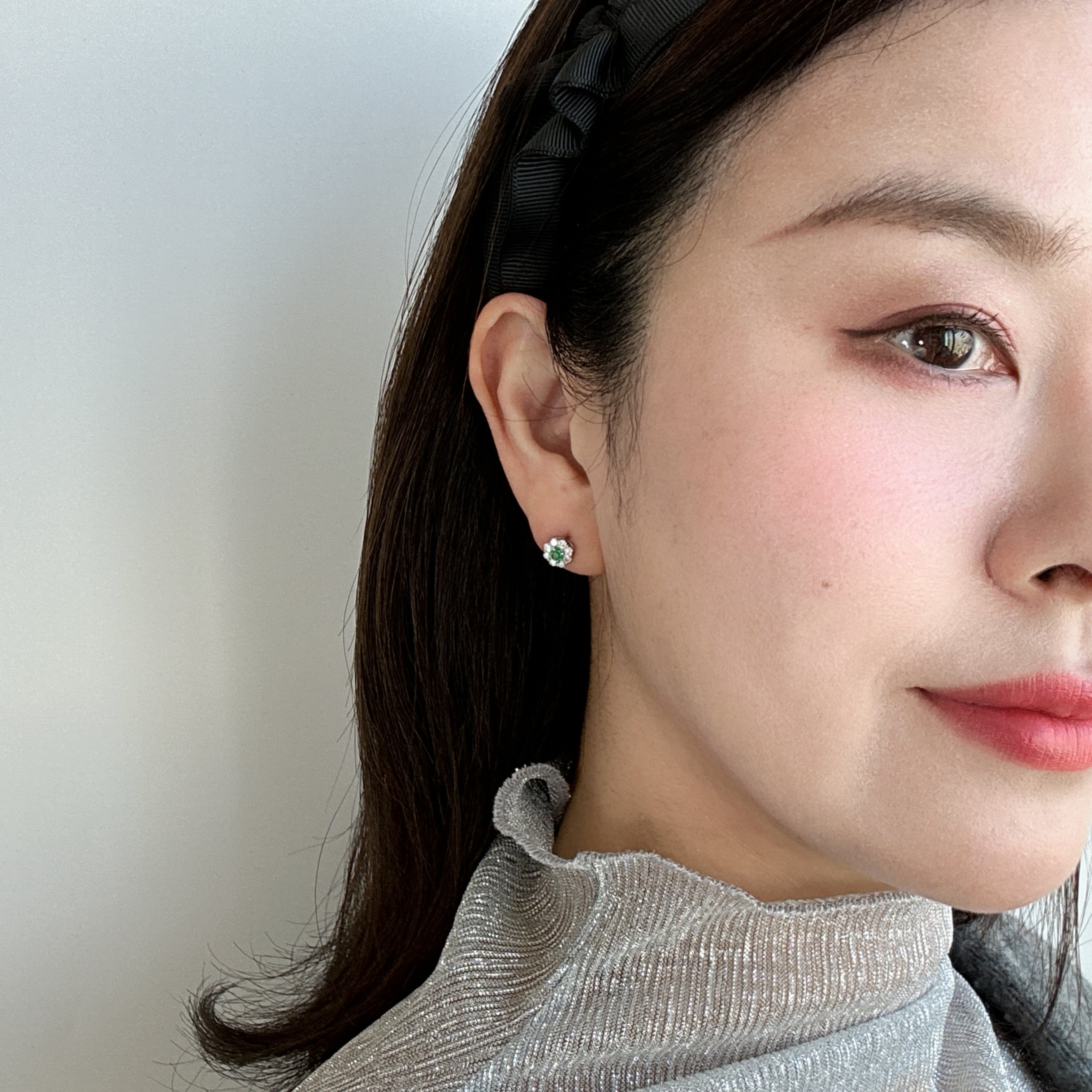 ［即納/一点物］ピアス エメラルド 0.09ct前後×2 RO PT