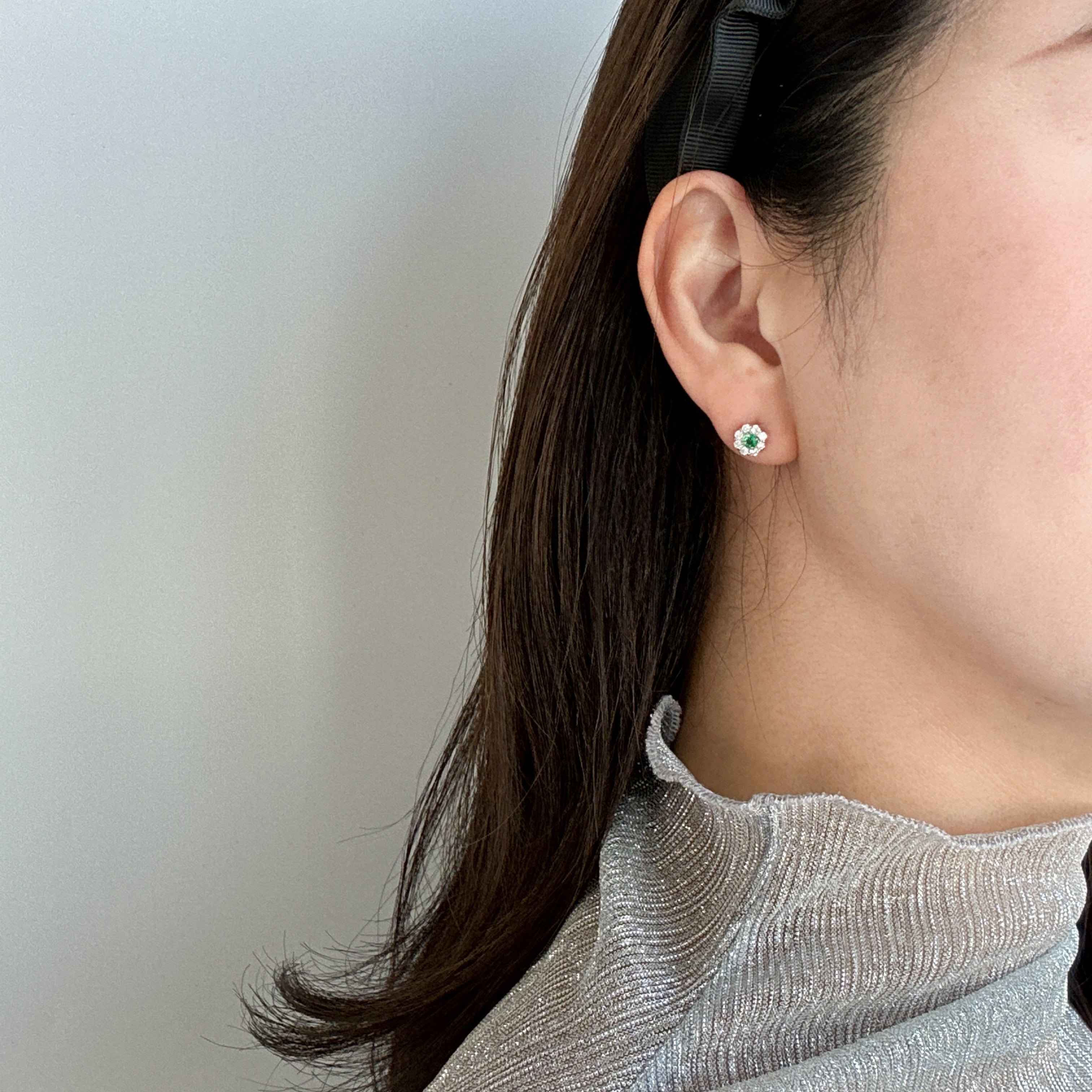 ［即納/一点物］ピアス エメラルド 0.09ct前後×2 RO PT