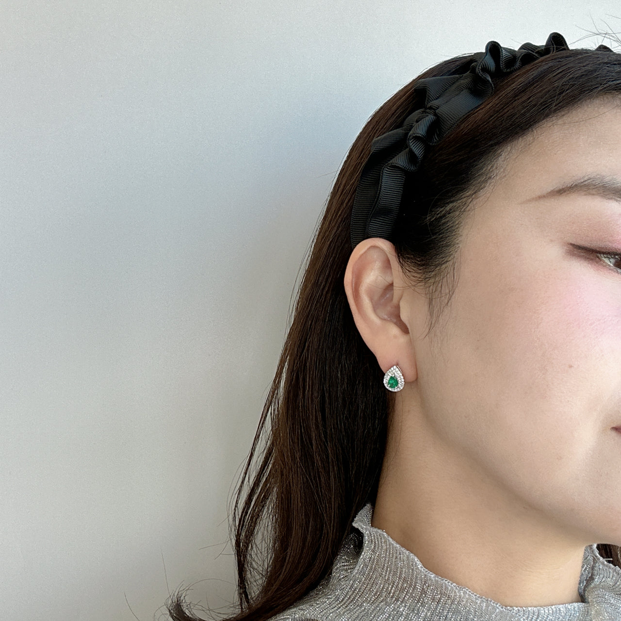 11［即納/一点物］ピアス エメラルド0.4ct前後×2 PS PT