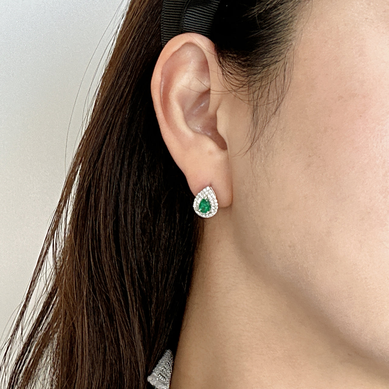 11［即納/一点物］ピアス エメラルド0.4ct前後×2 PS PT