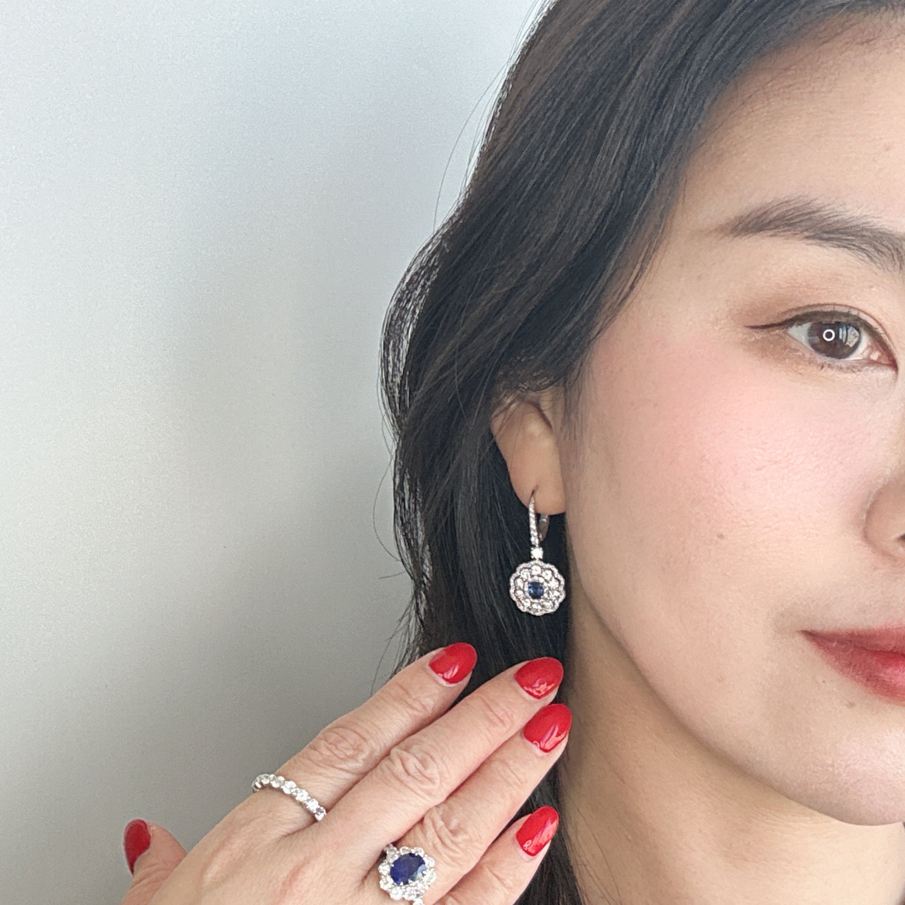 ［一点物/ダリアの羽］ピアス ブルーサファイア 0.5ct×2 OV