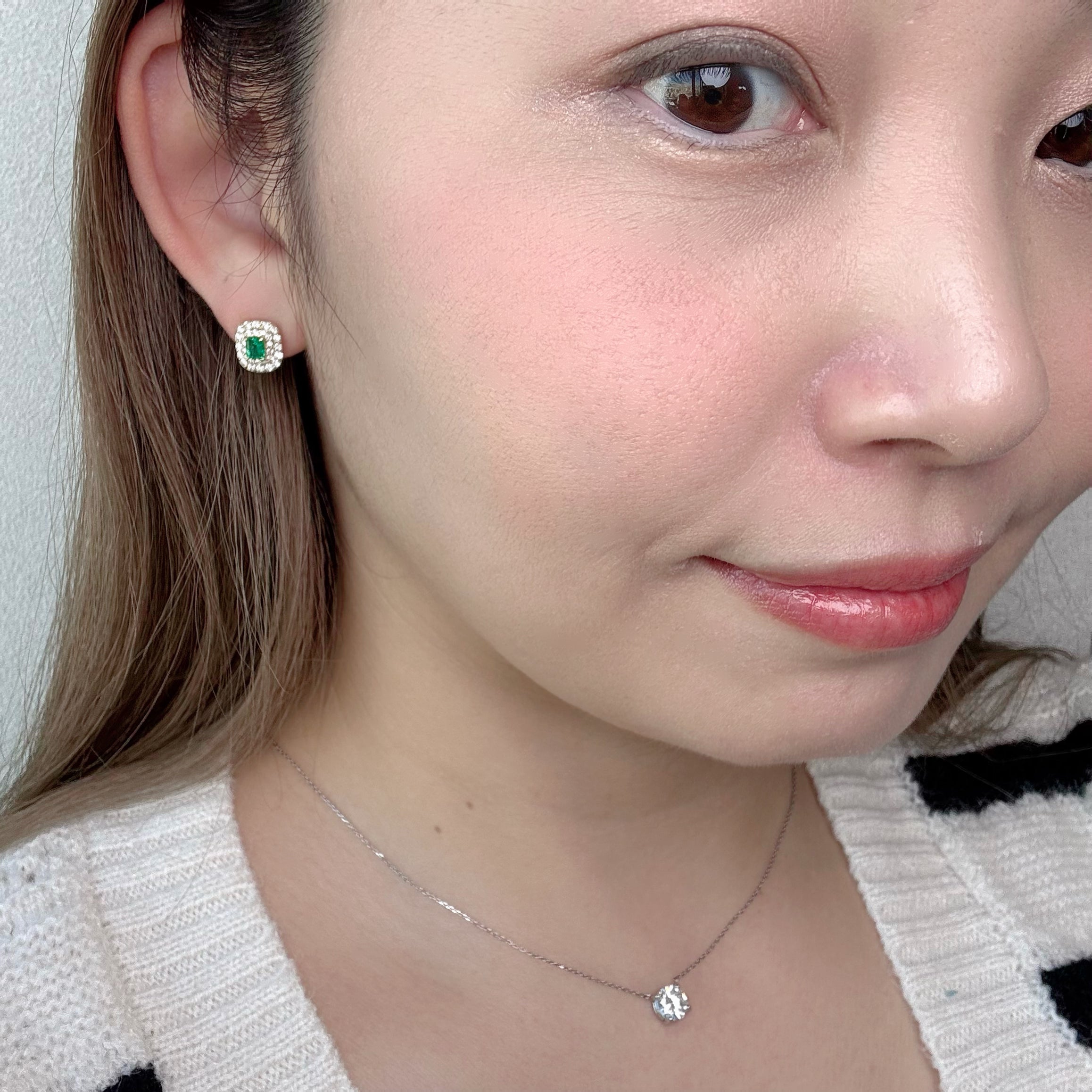 ［即納/一点物］ピアス エメラルド 0.18ct×2 EM YG