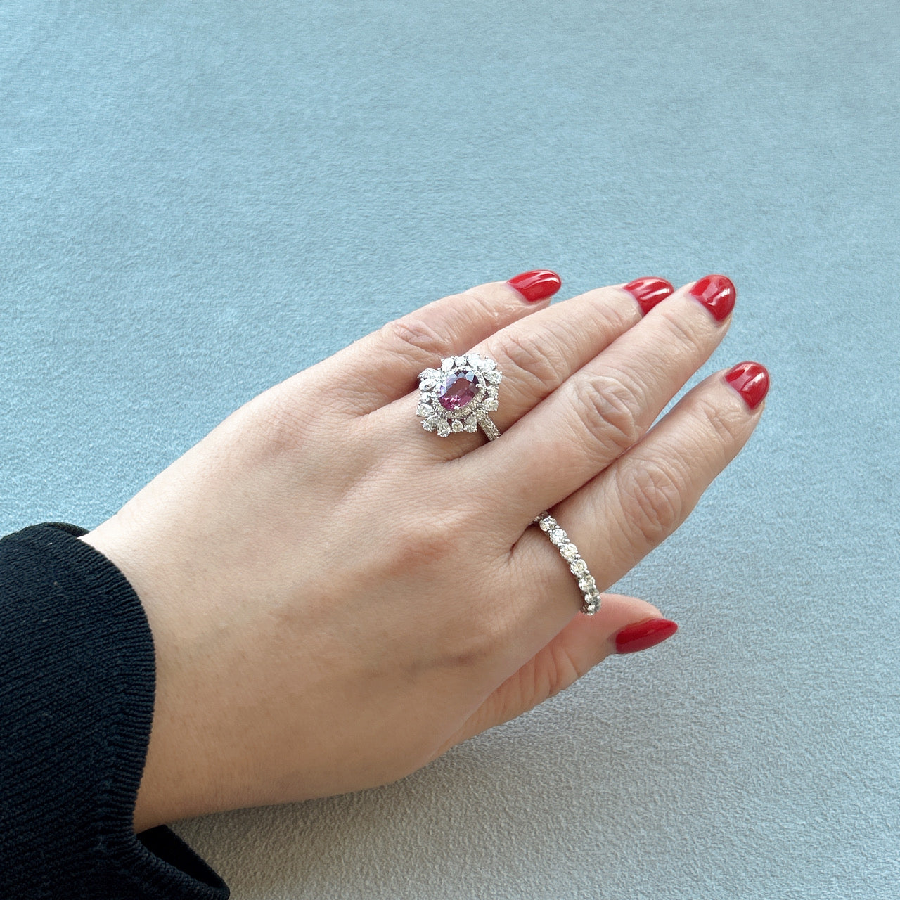 ［カナリアの夢］リング ピンクサファイア 1.4ct〜1.6ct OV PT