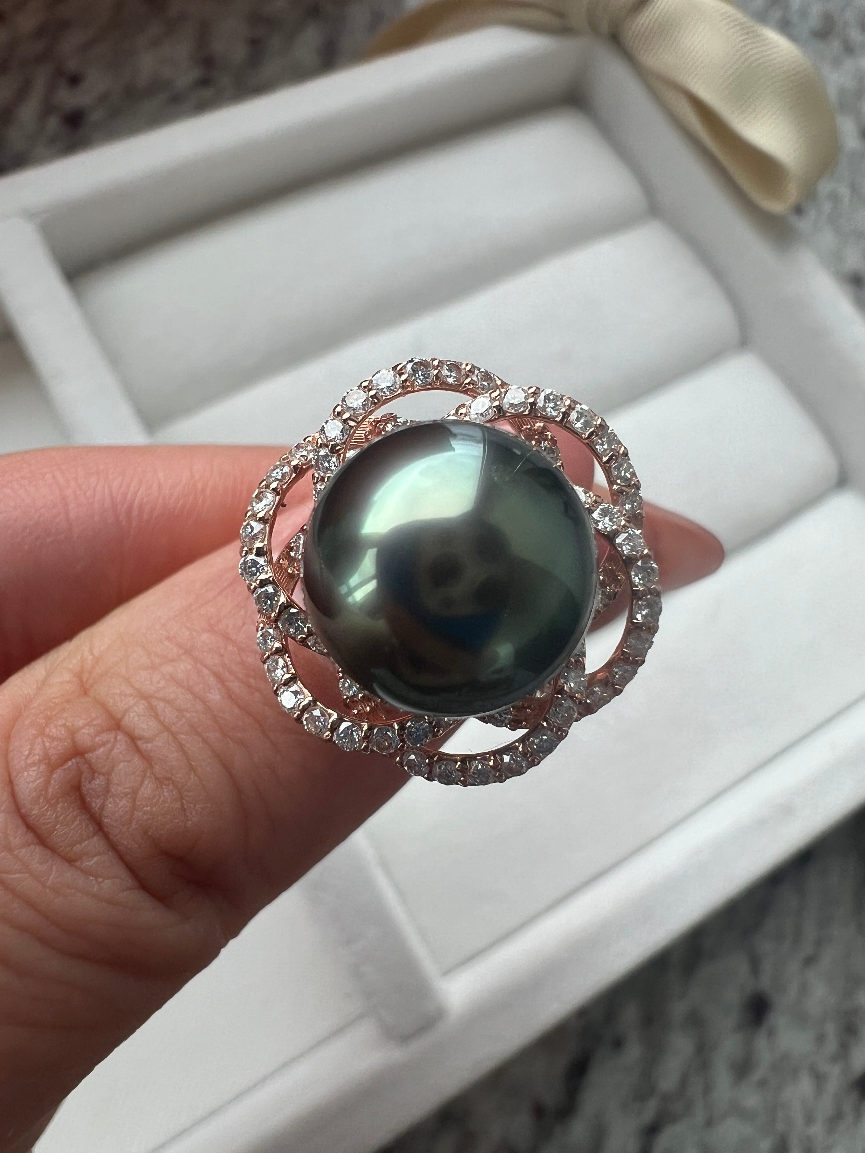 ［黒椿］リング 南洋真珠11mm