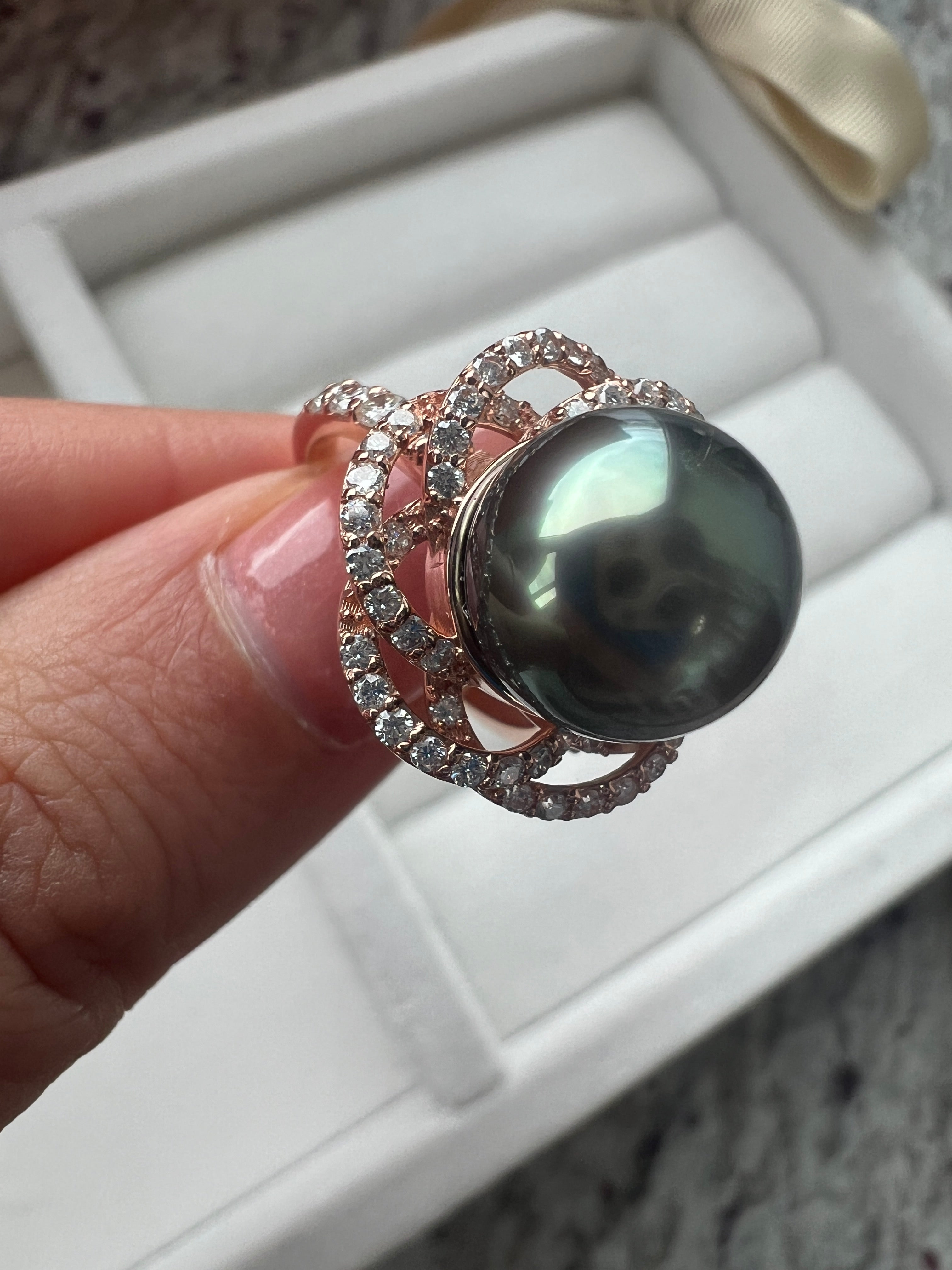 ［黒椿］リング 南洋真珠11mm