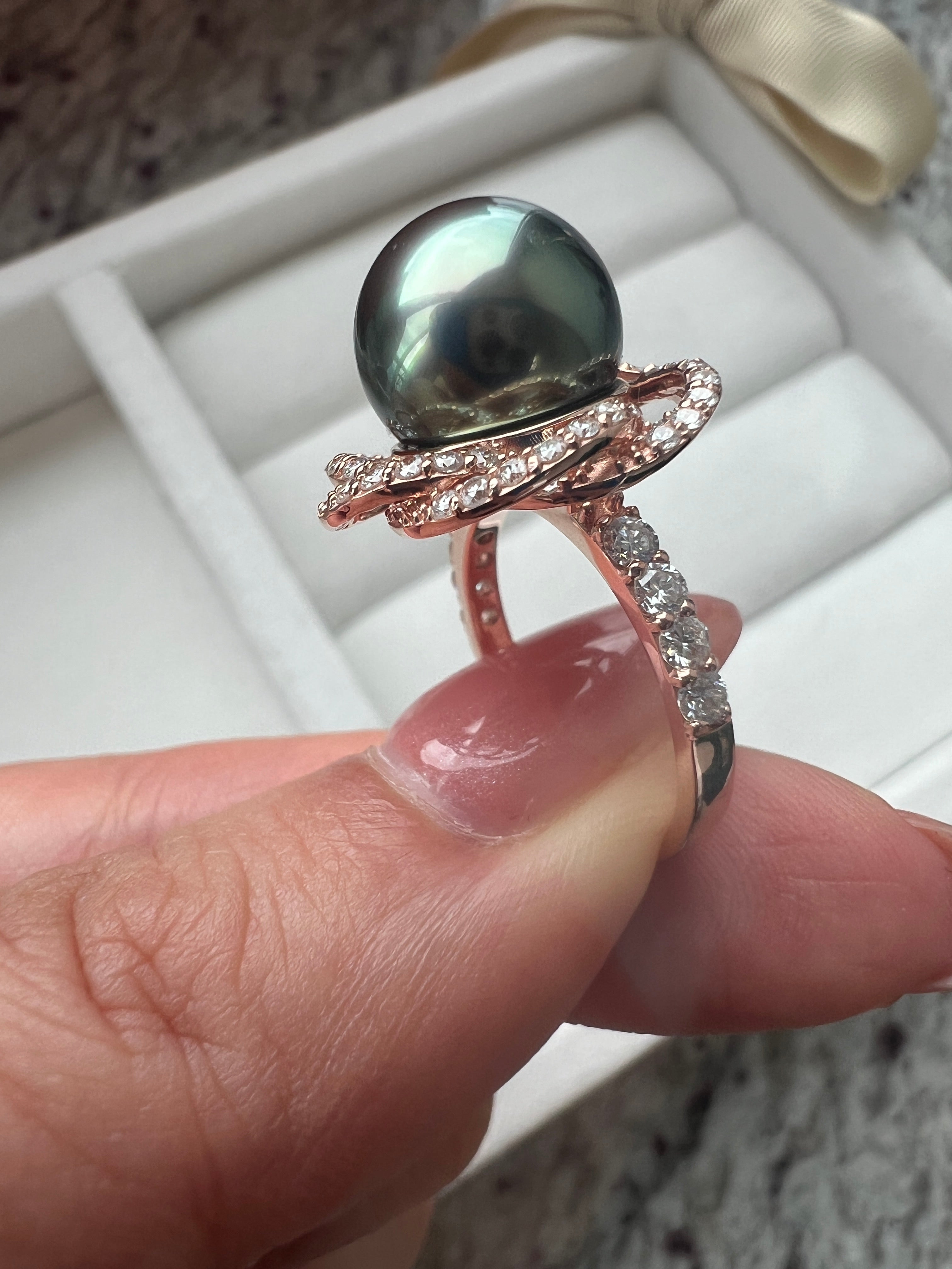 ［黒椿］リング 南洋真珠11mm