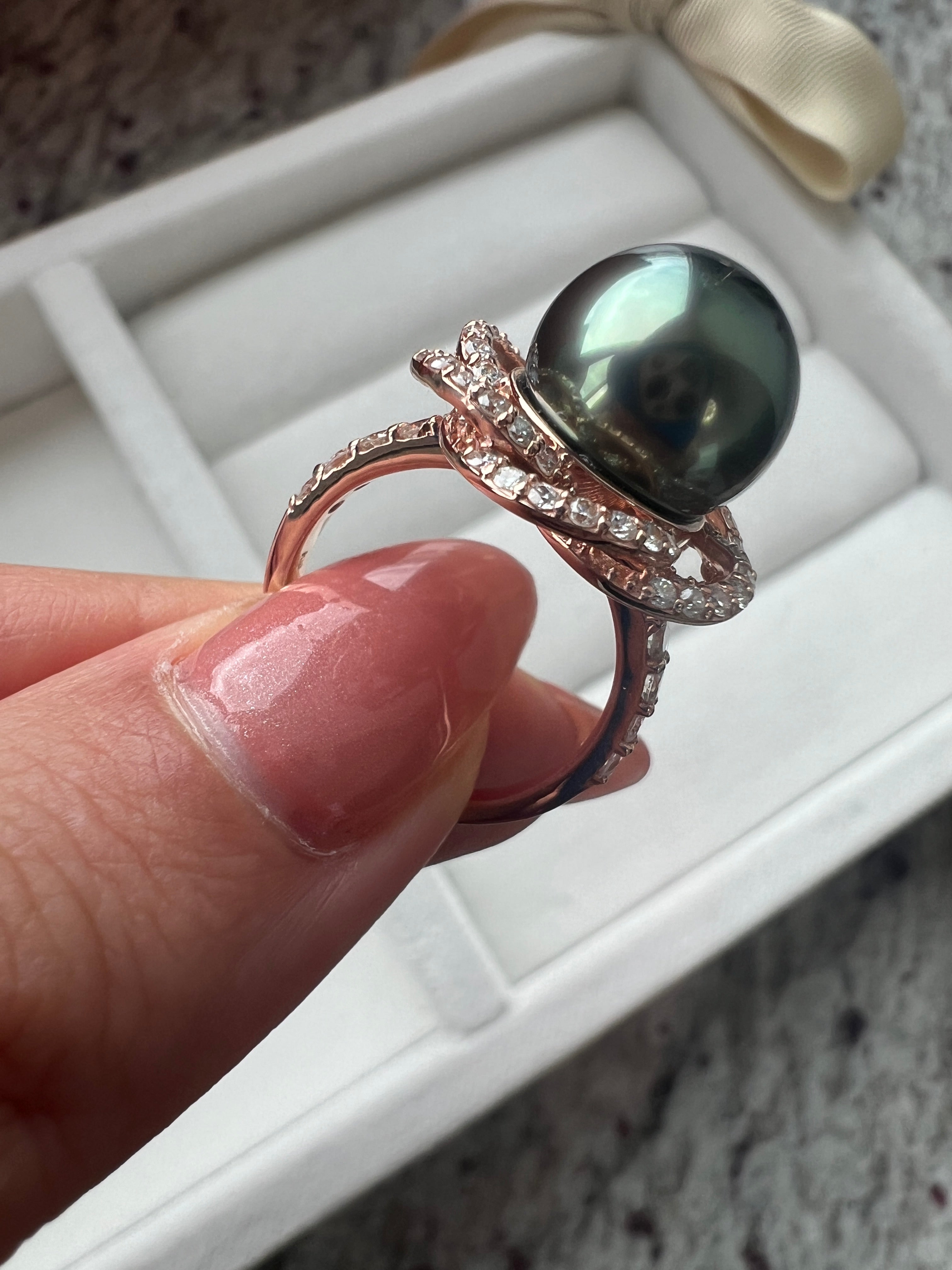 ［黒椿］リング 南洋真珠11mm