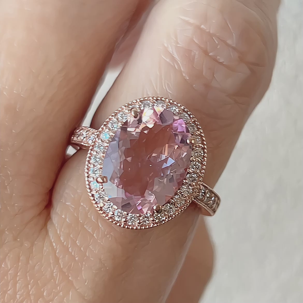 ［一点物/ローラ］リング モルガナイト 3.2ct OV K18PG