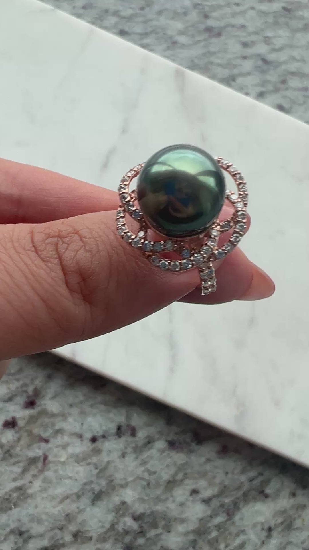 ［黒椿］リング 南洋真珠11mm