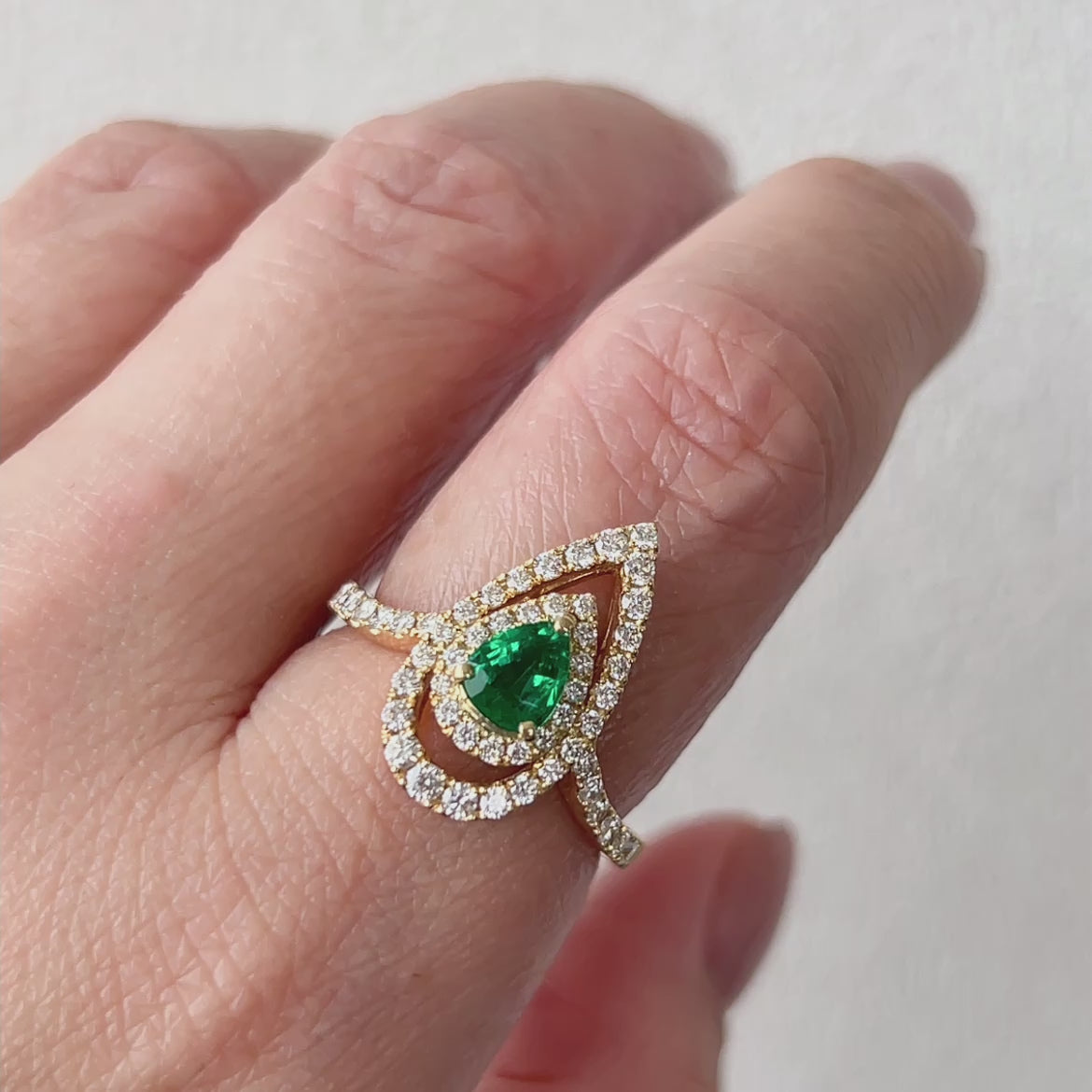 17［一点物/ブランシェ］リング エメラルド 0.37ct PS K18YG