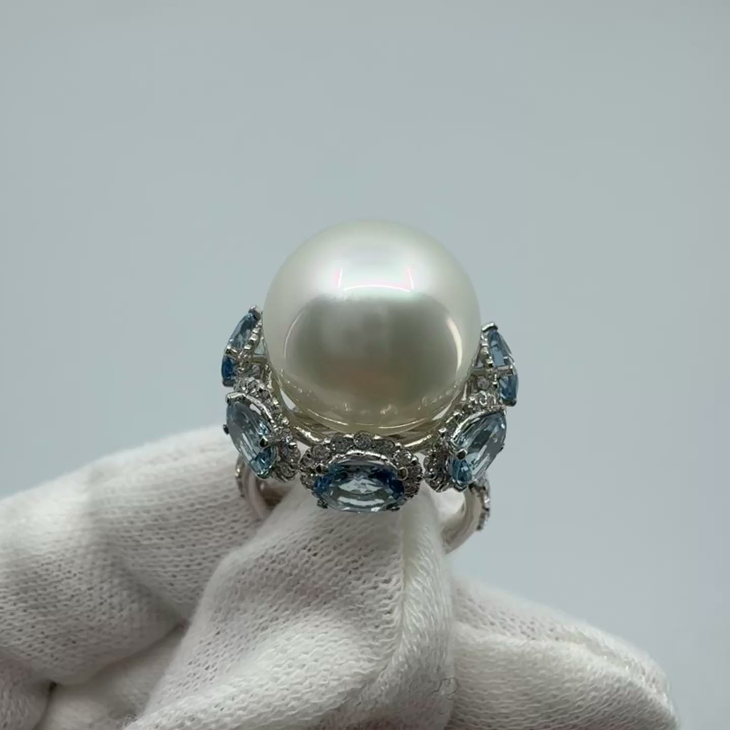 ［チューリップローズ］リング 南洋真珠12mm