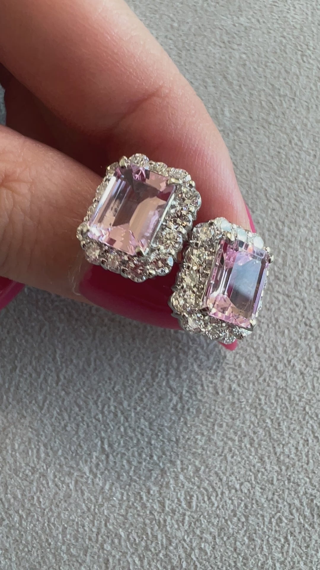 2［即納/一点物/春色の希望］ピアス モルガナイト 1.6ct前後×2 SQ PT