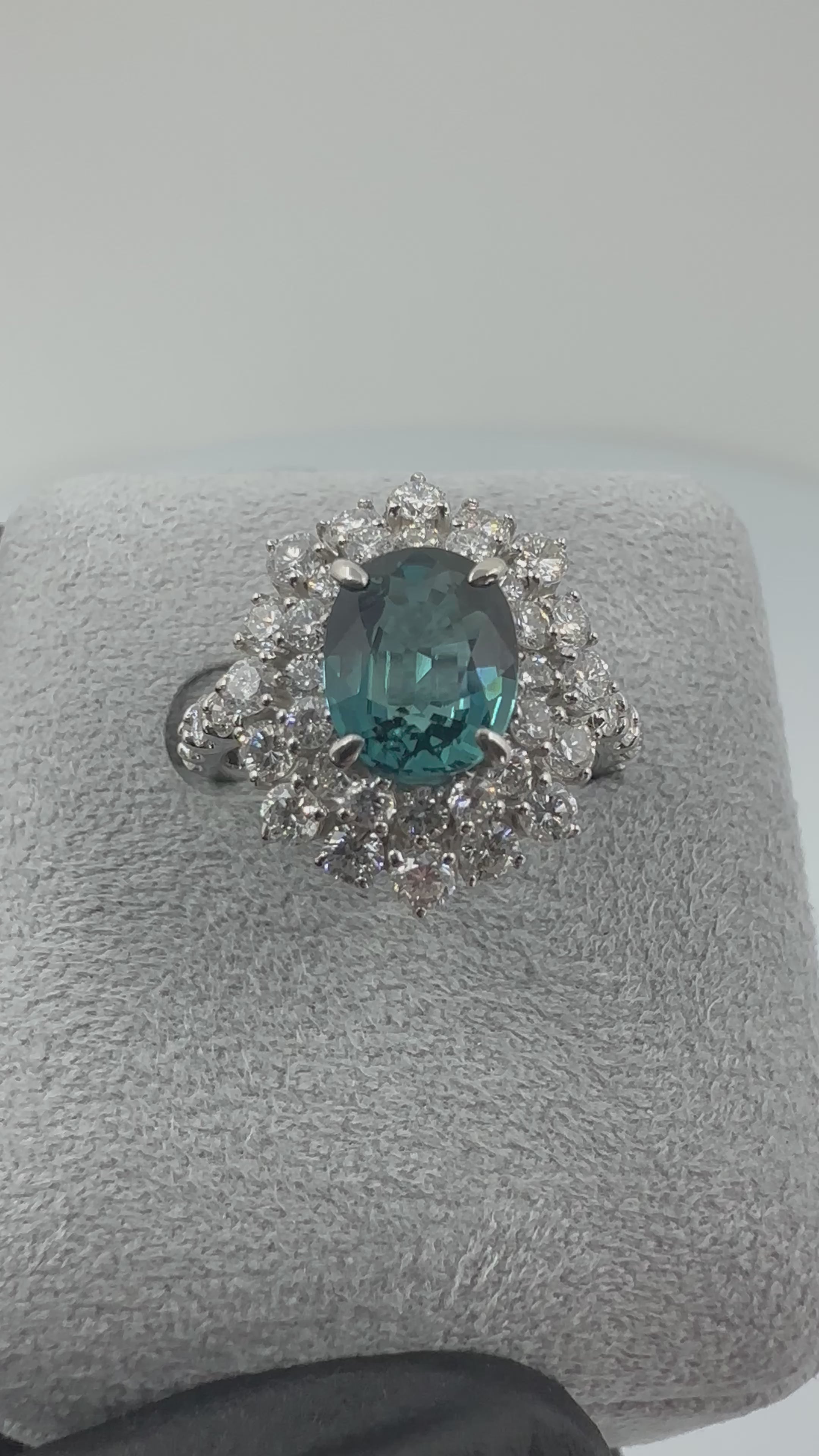 34.36.76.168［一点物］リング クリソベリル/トルマリン/クロムトルマリン 1ct UP OV PT