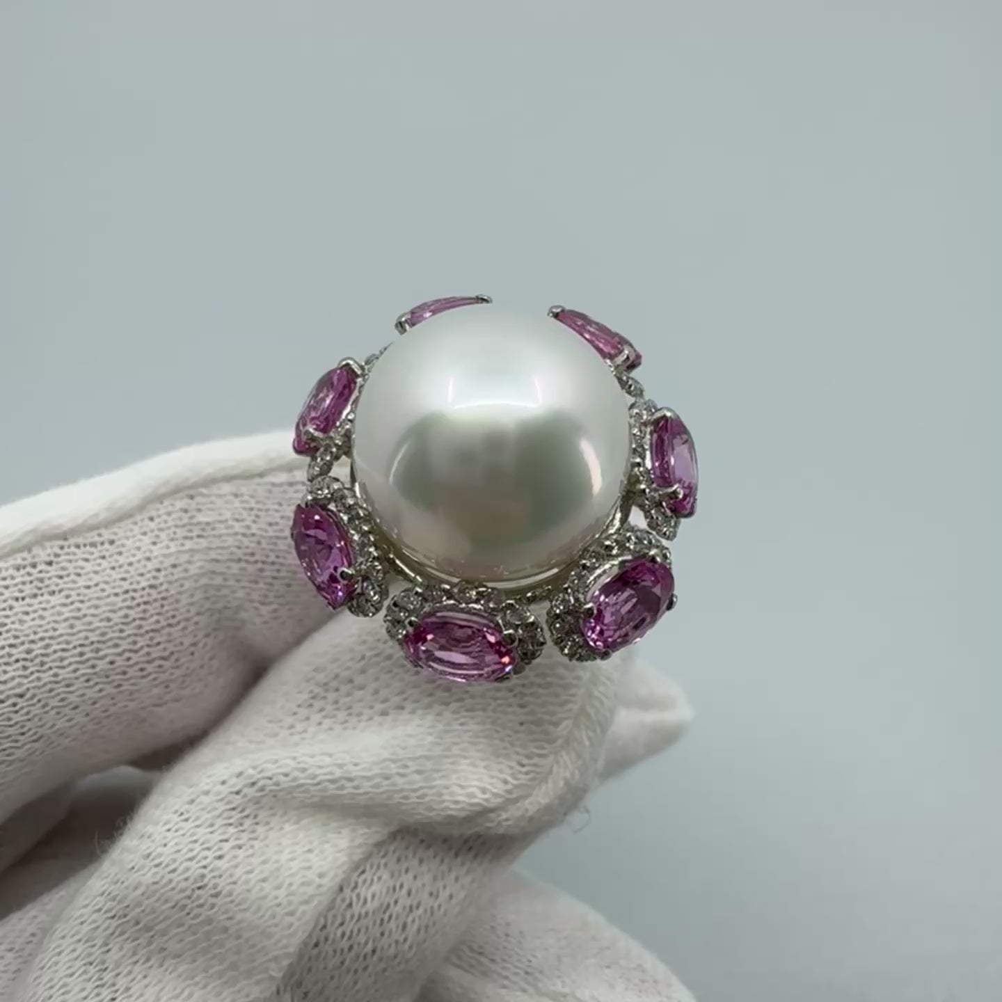 ［チューリップローズ］リング 南洋真珠12mm