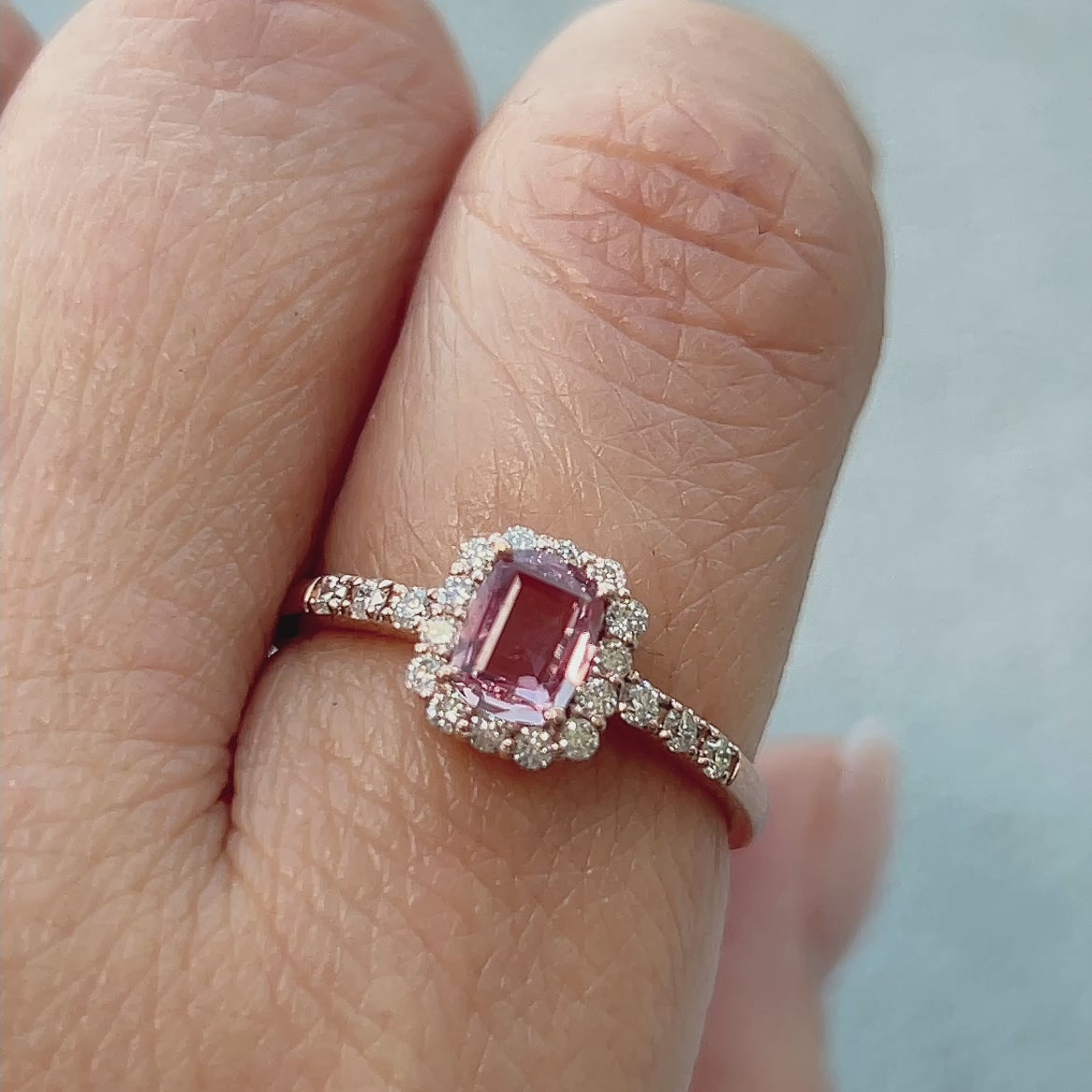 136［一点物］リング パパラチアサファイア 0.5ct SQ K18PG