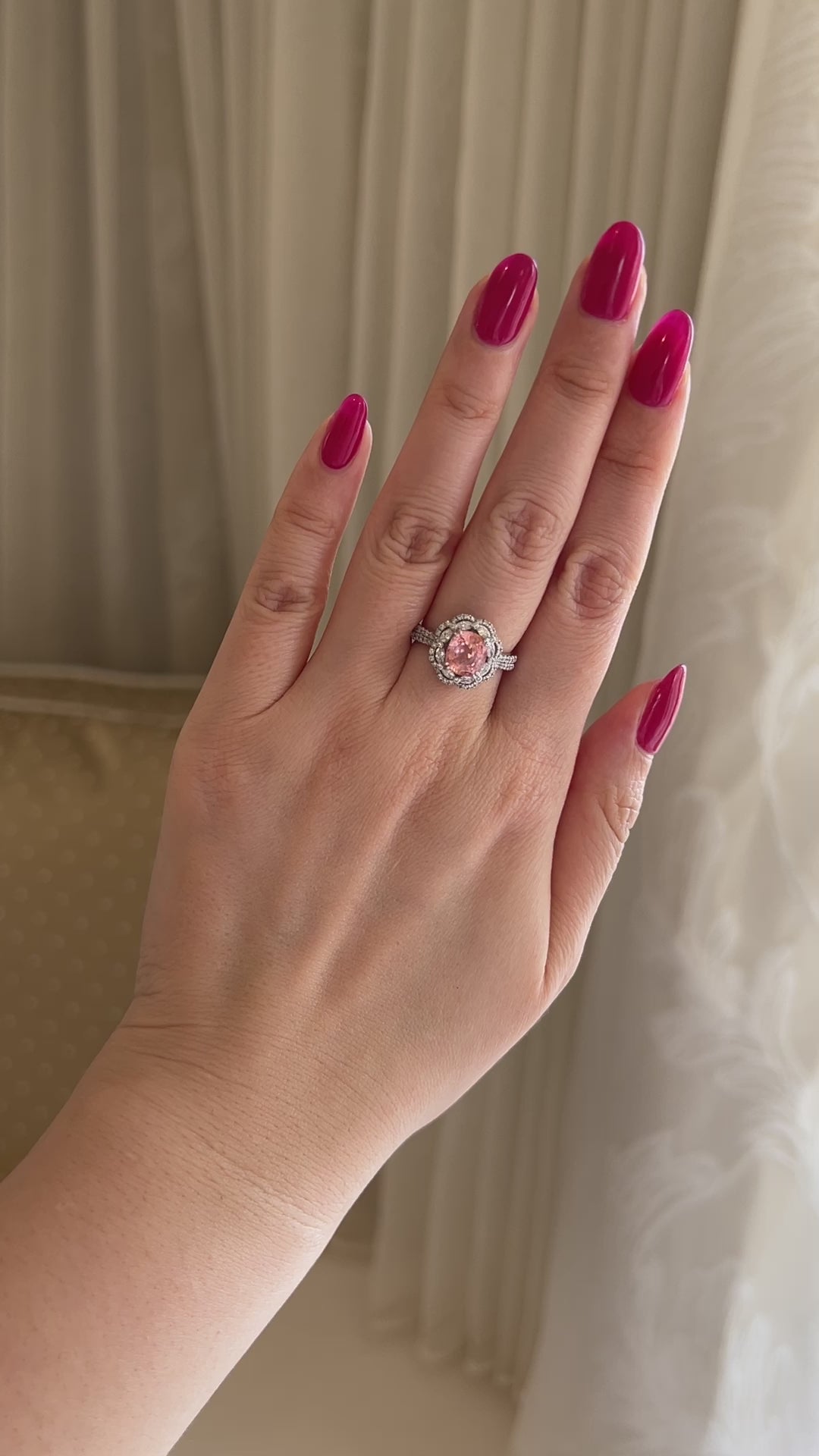 フルール パパラチア 超特品 中石2.57ct前後 SQ PT リング〜ノーヒートPINKISH ORANGE GRS(一点物)｜AYAKO SAKURAI（櫻井 彩子（サクライ アヤコ））公式通販サイト