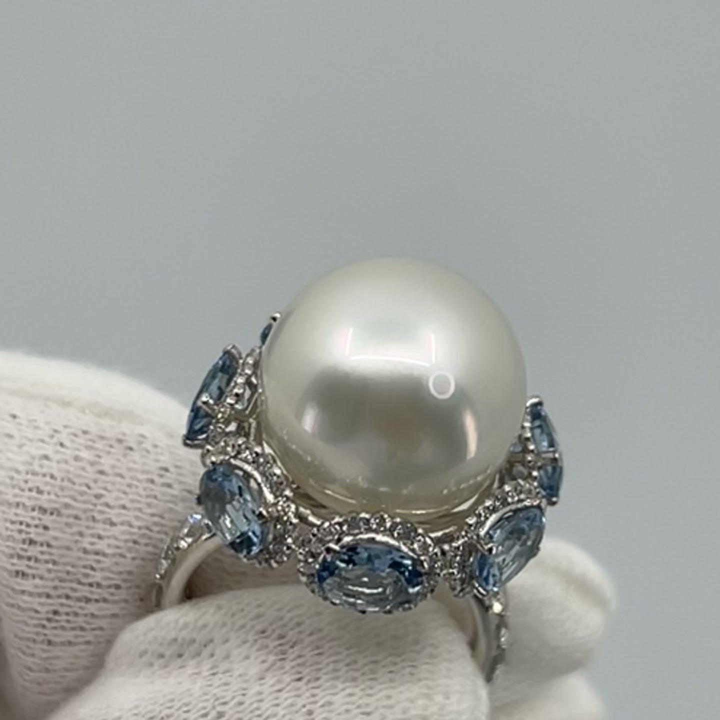 ［水色の蕾］リング 南洋真珠13mm
