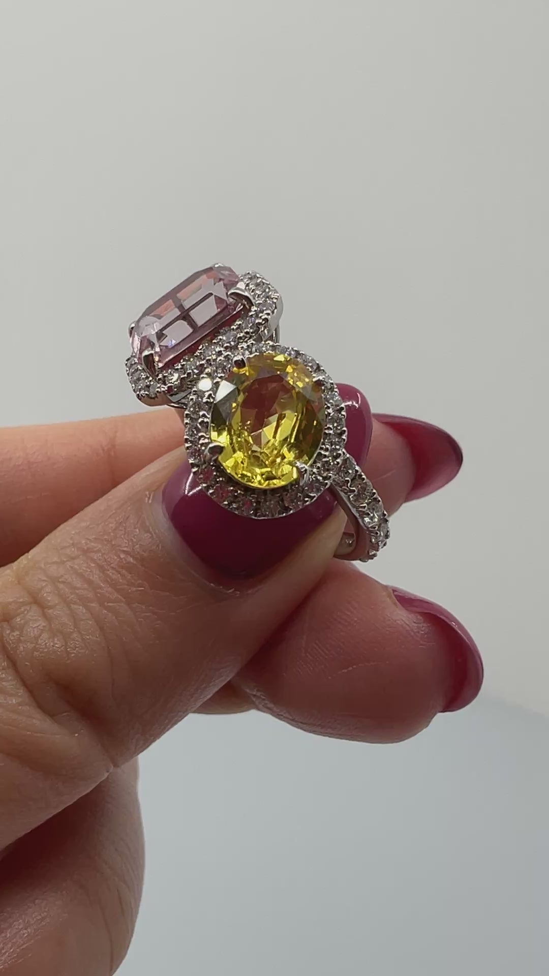 ［ベニエ］リング イエローサファイア 1.7ct OV/モルガナイト 1.9ct EM