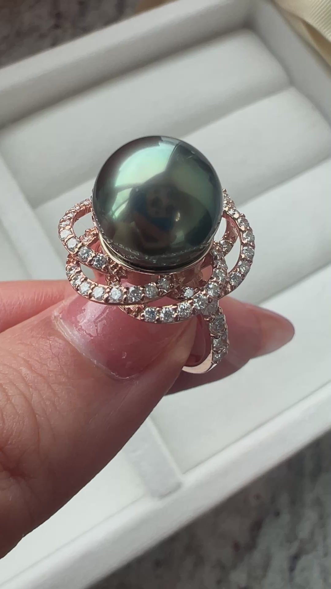 ［黒椿］リング 南洋真珠11mm