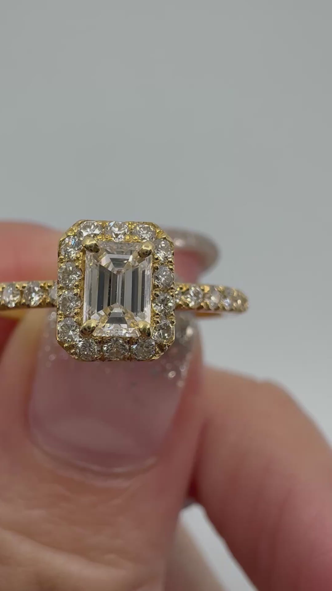 26［一点物/オルコス］リング ダイヤ 0.3ct EM角 K18YG K18PG