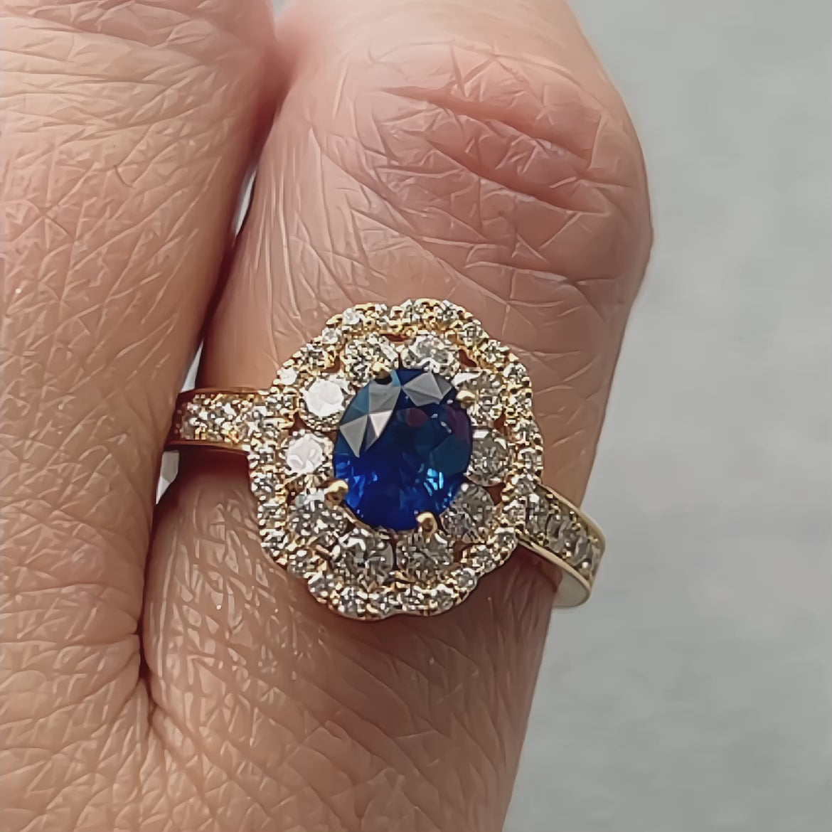 ［一点物/ラナンキュラス］リング ロイヤルブルーサファイア 1.2ct OV K18YG