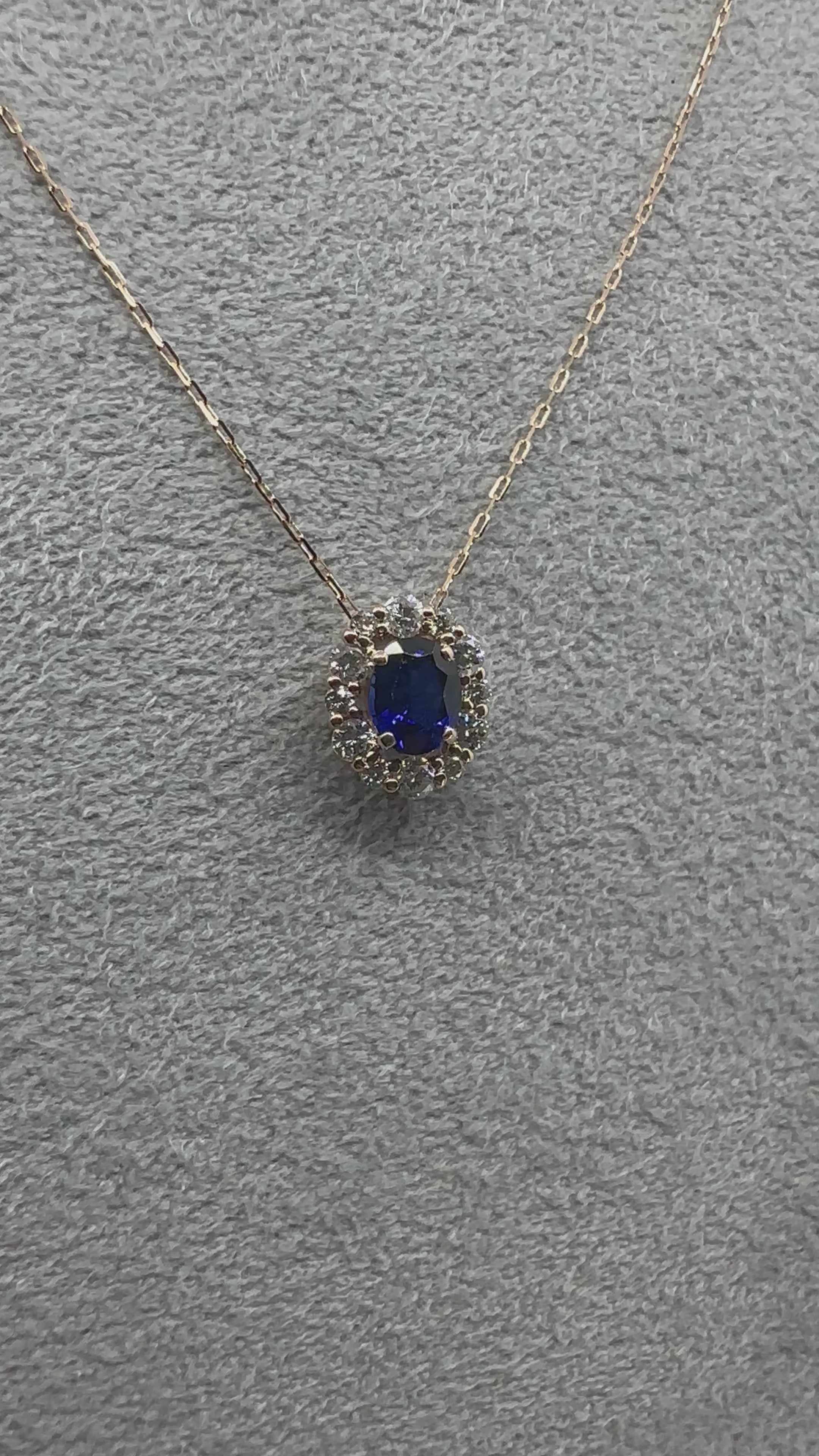 506［一点物］ネックレス  ブルーサファイア 0.45ct OV K18PG