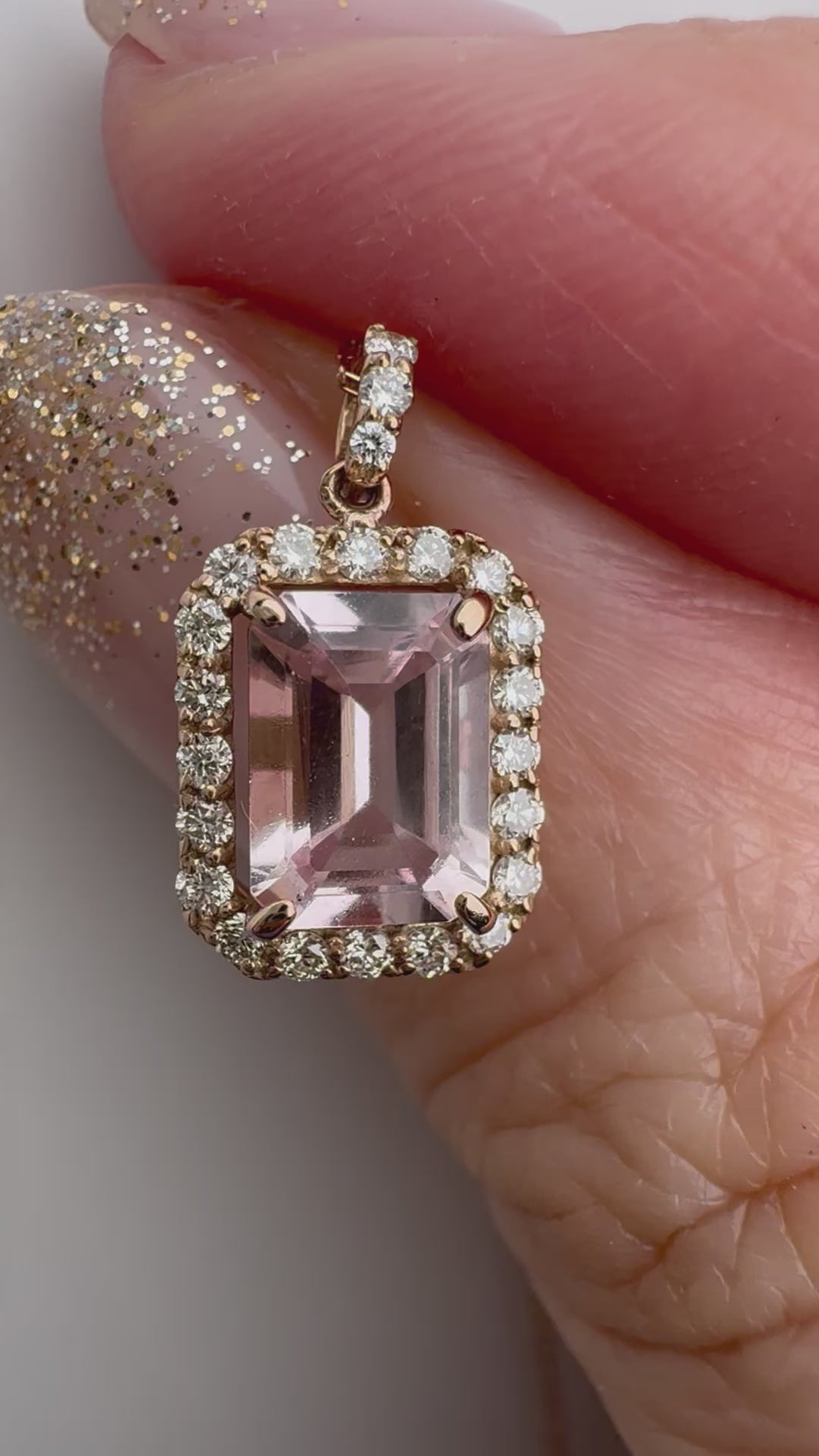 501［一点物］ネックレス モルガナイト 0.7ct SQ K18PG