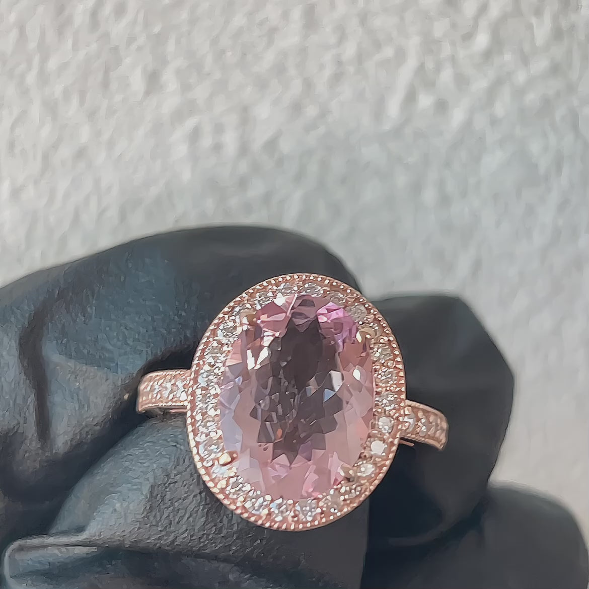 ［一点物/ローラ］リング モルガナイト 3.2ct OV K18PG