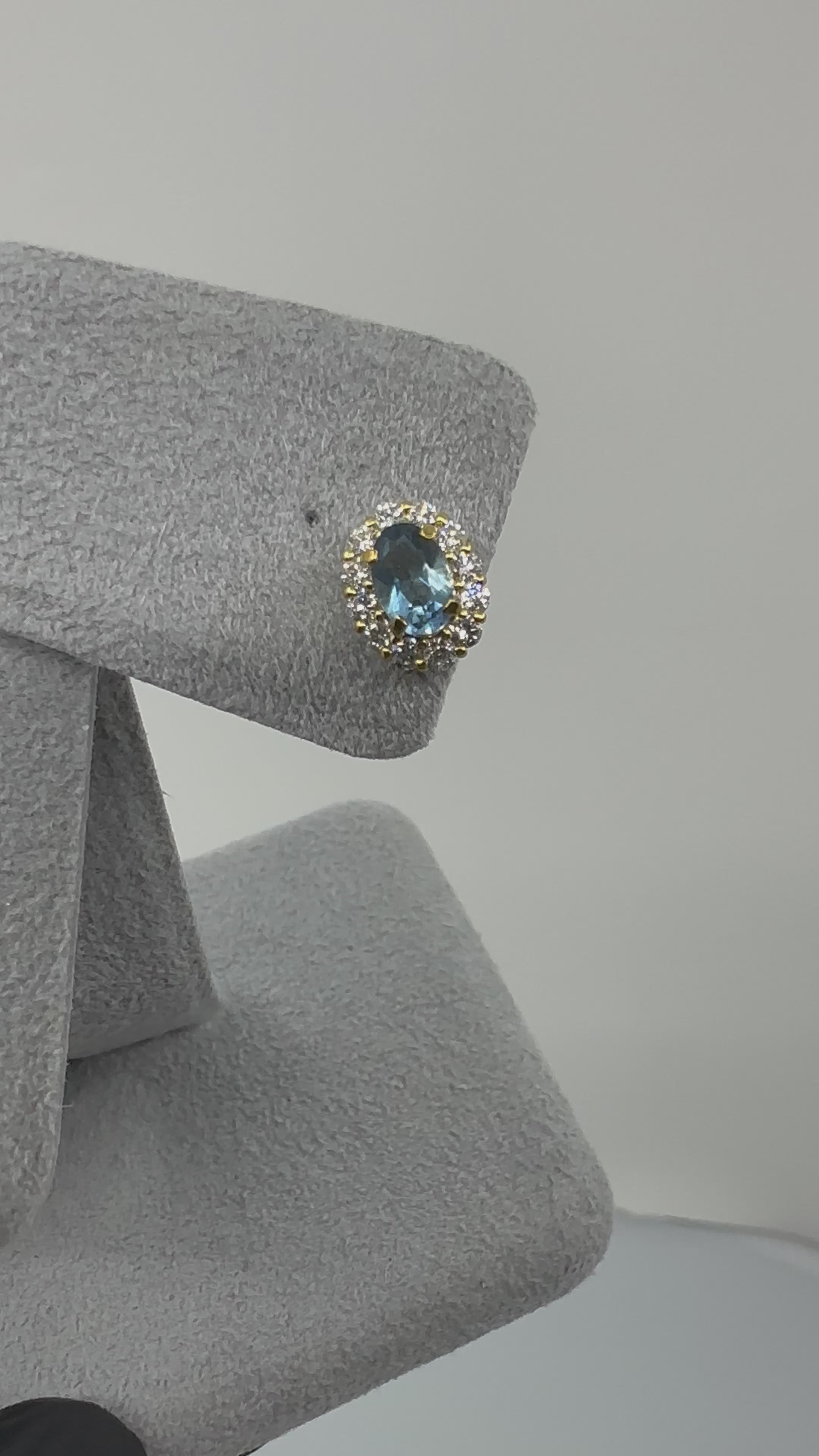 407［一点物］ピアス アクアマリン 0.36ct×2 OV K18YG