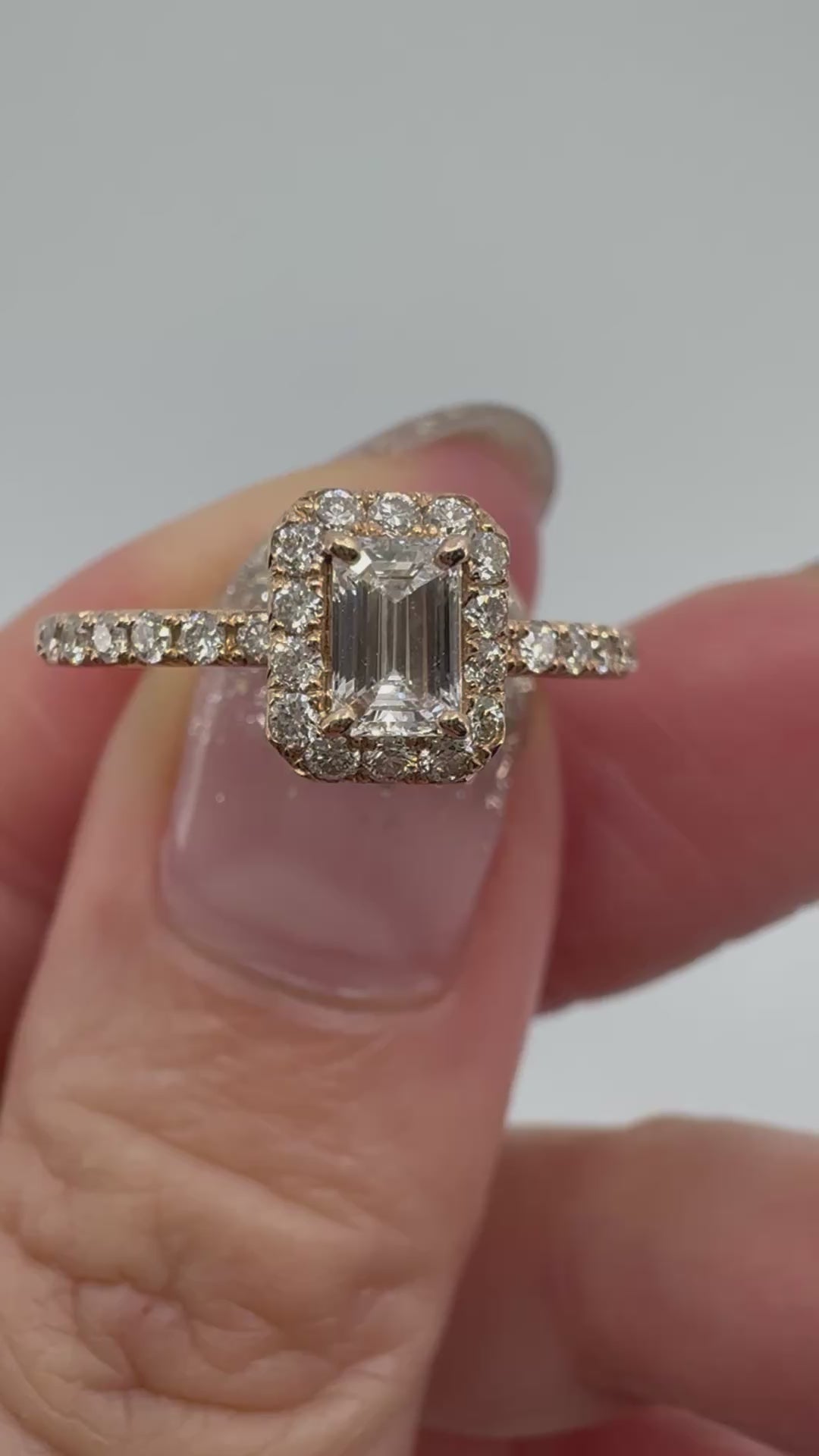 26［一点物/オルコス］リング ダイヤ 0.3ct EM角 K18YG K18PG