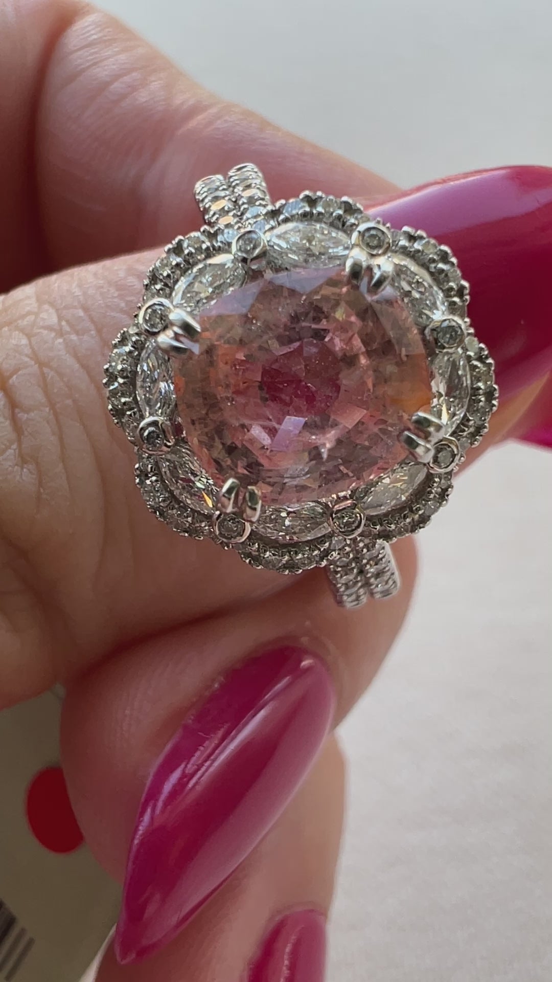 フルール パパラチア 超特品 中石2.57ct前後 SQ PT リング〜ノーヒートPINKISH ORANGE GRS(一点物)｜AYAKO SAKURAI（櫻井 彩子（サクライ アヤコ））公式通販サイト