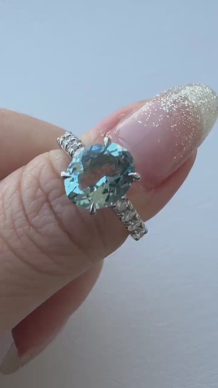 20［一点物/ソワレ］リング アクアマリン 1.8ct OV PT