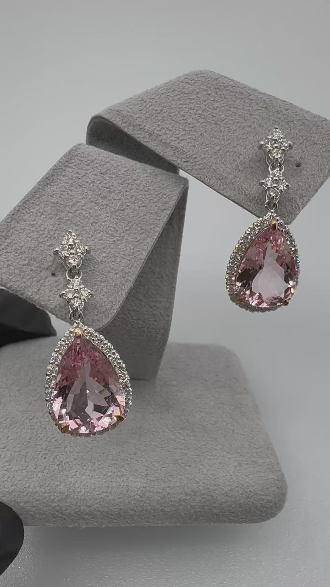 432［一点物］ピアス モルガナイト 3.6ct×2 PS PT